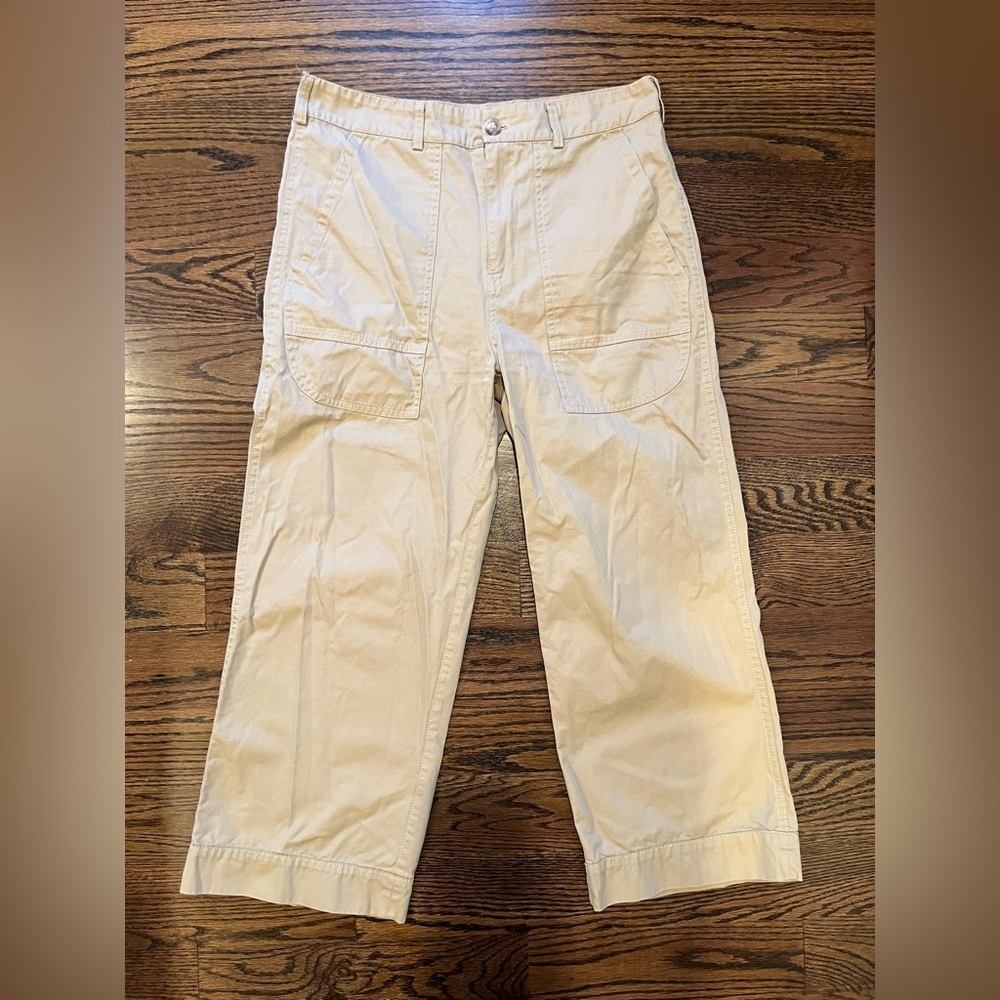Current Air wide leg cargo patch pocket cropped pants Sz. M beige